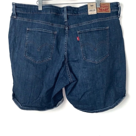 Levi's Mid Length Blue Denim Jean Shorts NEW 20W Distressed Cuffed summer - Picture 4 of 12